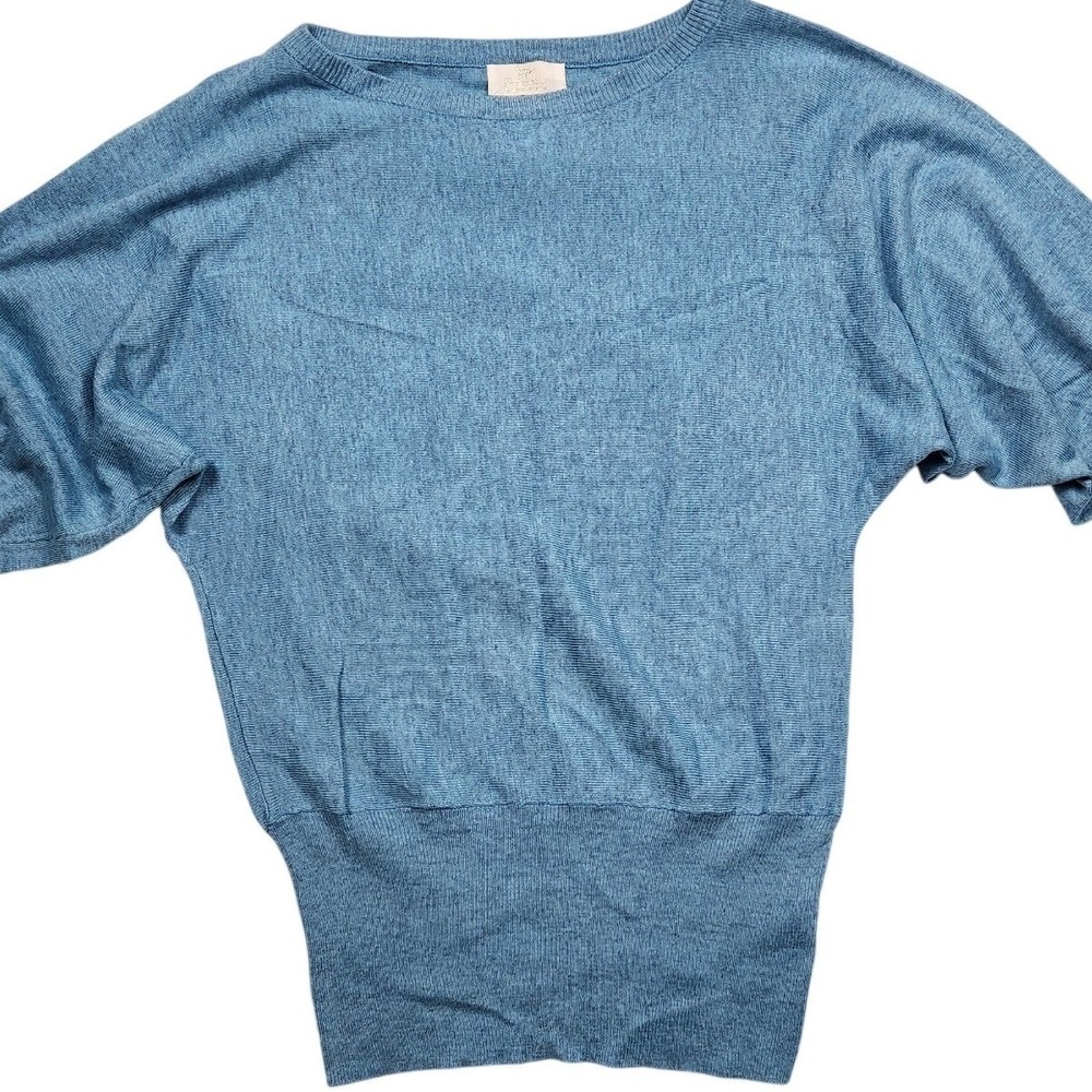 Vintage Peace Dove 100% Wool Dolman Balloon Sleeve Blue Sweater